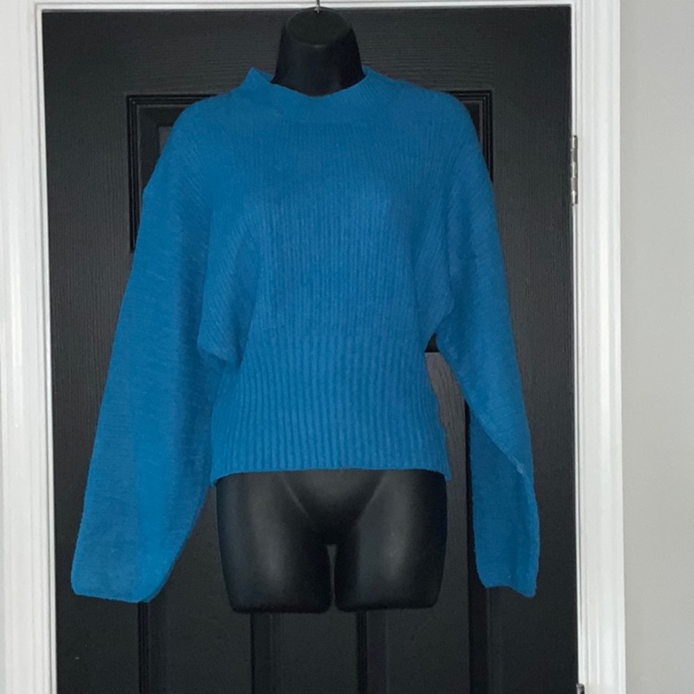 NWT Pink Rose Sweater Large Bright Blue 💎